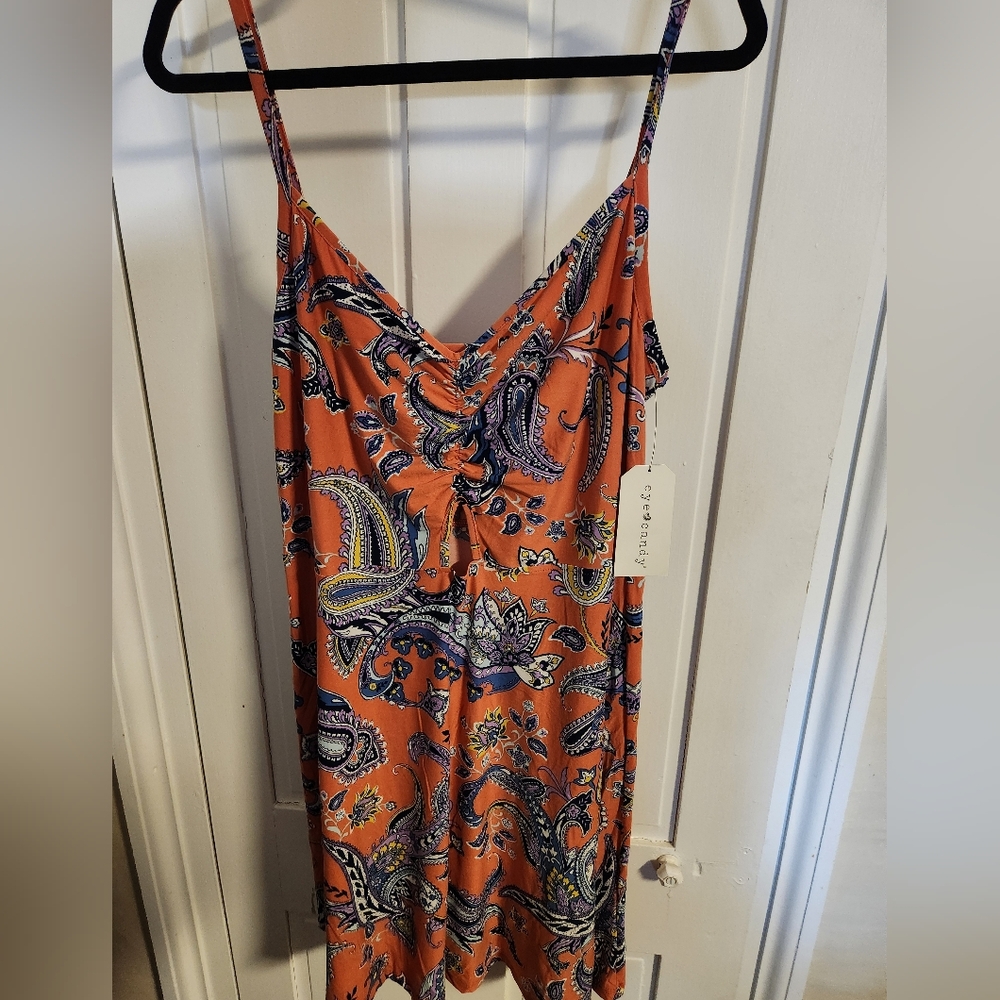 Eyecandy Orange Paisley Key Hole Dress 2XL NWT